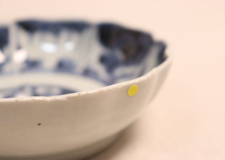 江戸後期染付草花割絵図なます皿②ノミホツ