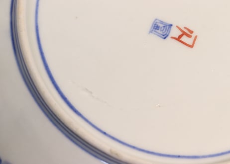 明治前期色絵三方に松竹梅図7寸皿①