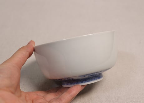 江戸幕末染付四君子図蓋茶碗