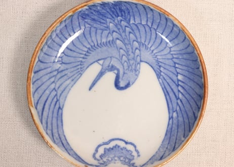 明治後期~大正銅判鶴丸図小皿