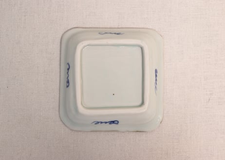 明治後期~大正染付牡丹図角皿