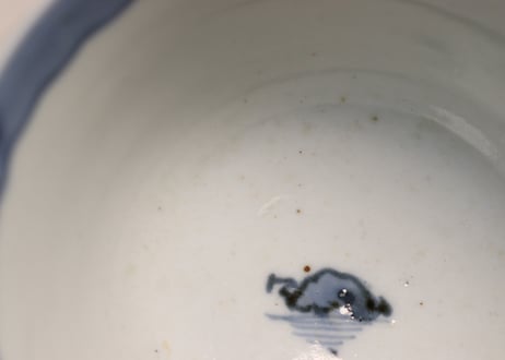 江戸幕末染付富士山水図蓋茶碗