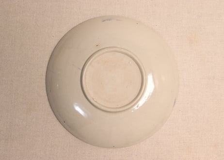 明治前期東北の焼紙刷紅葉図6寸皿②柄違い,ややかたつき