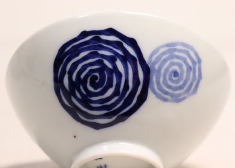 明治後期～大正染付渦巻図蓋茶碗