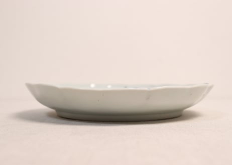 江戸後期染付牡丹図6.5寸皿②フリモノ,黒点