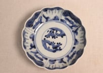 江戸後期染付草花割絵図なます皿④ノミホツ,少かたつき