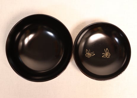 総黒蒔絵牡丹図菓子椀①