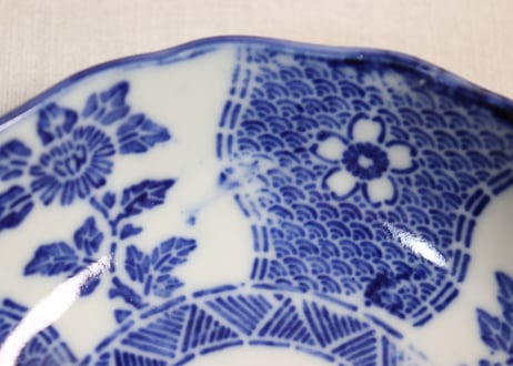 明治後期~大正紙刷桜と菊図なます皿