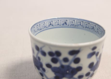 江戸幕末染付六方梅図向付②濃いめ