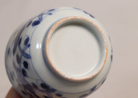 江戸幕末染付六方梅図向付②濃いめ