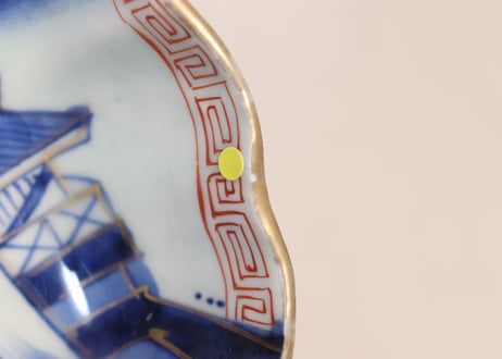 江戸幕末色絵山水図大なます皿②ノミホツ