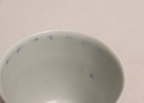 明治前期東北の焼染付縦縞図猪口