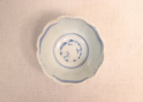 江戸幕末色絵宝珠と牡丹に青玉図向付