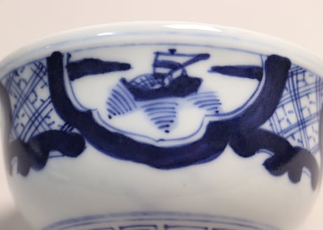 明治後期~大正染付松竹梅図蓋茶碗