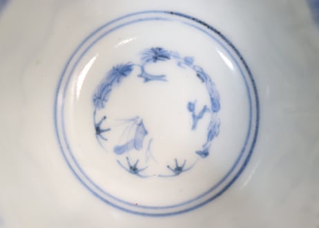 江戸幕末色絵宝珠と牡丹に青玉図向付