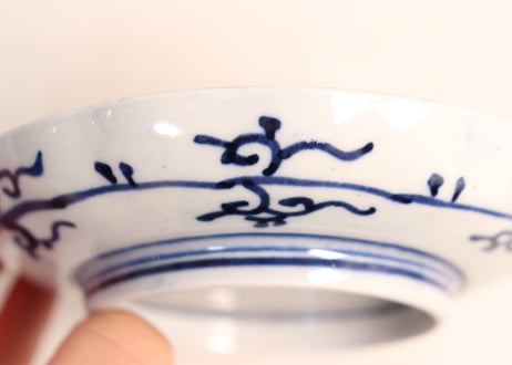 明治前期紙刷微塵唐草図小皿