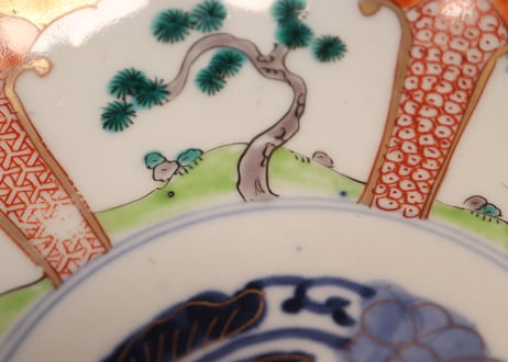 明治前期色絵松竹梅図7寸皿①