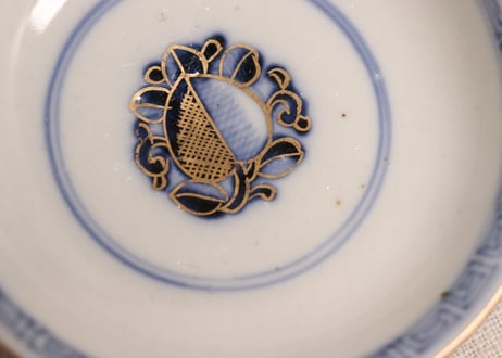 明治前期色絵龍と鳳凰図通り物蓋茶碗