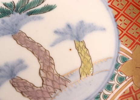 明治前期色絵蘇鉄と獅子牡丹図春寒鉢