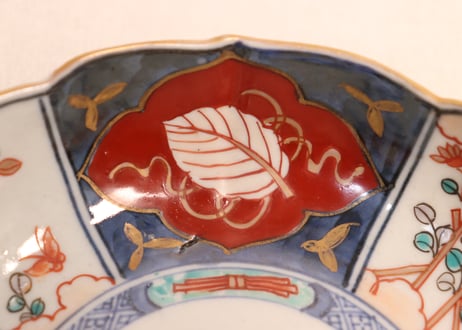 明治前期菊と葉図なます皿②濃いめ