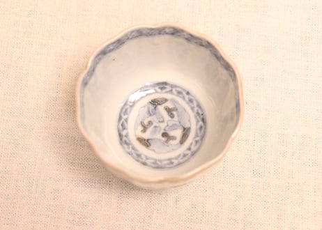 明治前期色絵花と蝶図通り物向付