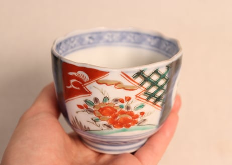 明治前期色絵四方に牡丹図向付①