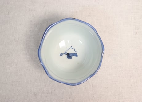 江戸後期染付柳に宝図大向付①