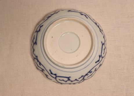 江戸幕末色絵牡丹と貝図なます皿②釉剝げ