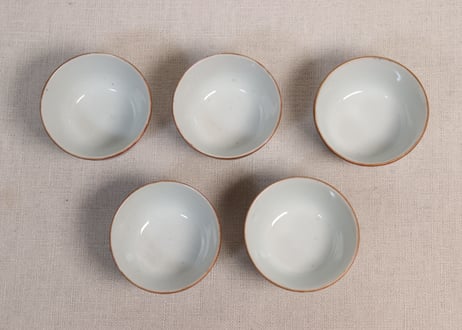 明治前期色絵屋敷と花図煎茶碗　5客組