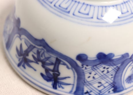 明治後期~大正染付松竹梅図蓋茶碗