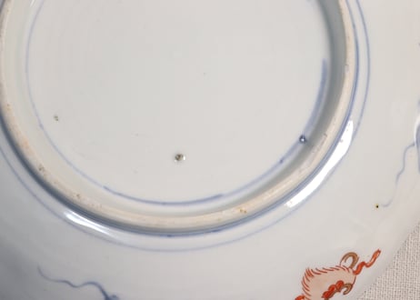 明治前期色絵花と蝶図通り物7寸皿