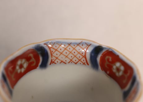 江戸幕末色絵御簾と桜図小向付②部分甘手