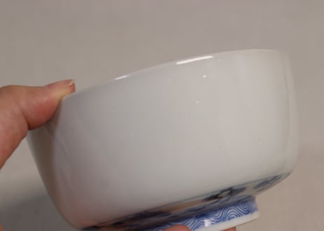 江戸幕末染付四君子図蓋茶碗