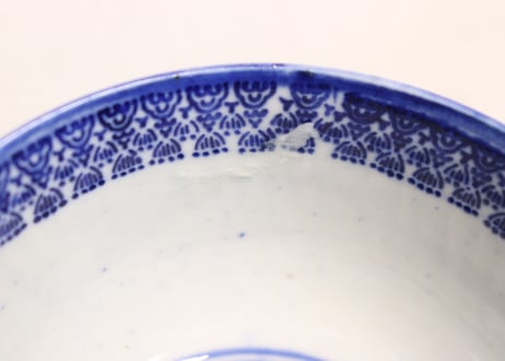 明治前期紙刷牡丹図蓋茶碗