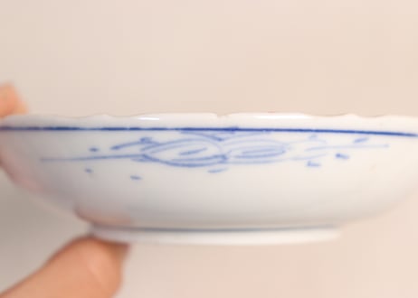 明治後期～大正色絵牡丹と水鳥に山水図通り物小皿②少かたつき
