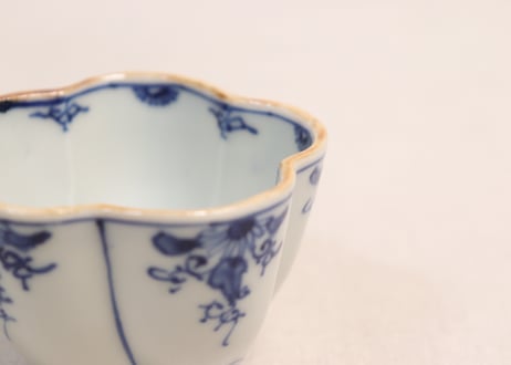 明治前期染付花図梅型五弁向付①