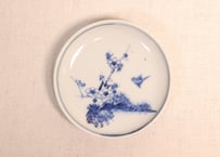 明治前期染付梅に鶯図小皿