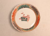 明治前期色絵芝垣と菊図なます皿②釉剥げ