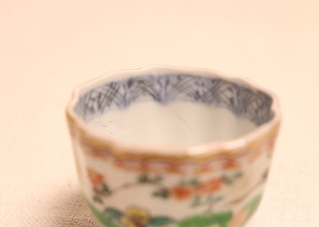 明治前期色絵花と蝶図通り物小向付