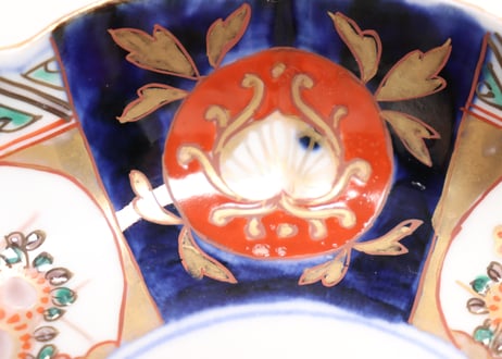 明治前期色絵菊と牡丹図なます皿