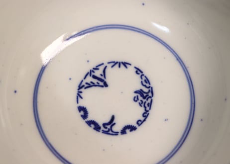 明治前期紙刷唐子図蓋茶碗