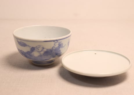 明治後期～大正銅判布袋様と唐子図蒸茶碗①