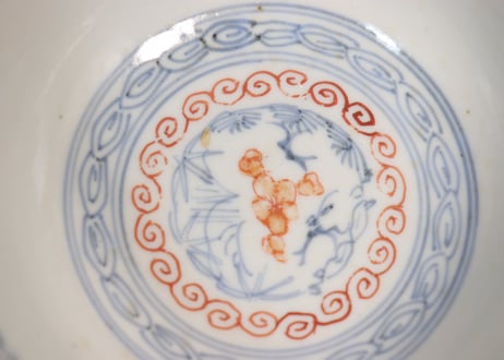 江戸幕末赤絵金彩鳳凰図蓋茶碗