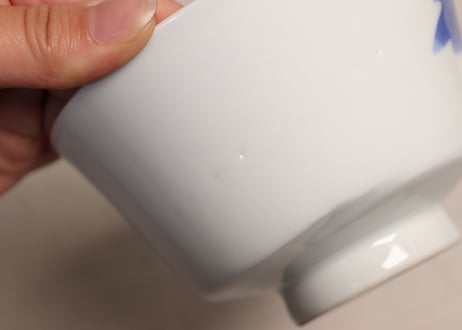 明治後期~大正染付牡丹図蓋茶碗