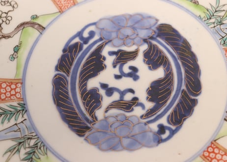 明治前期色絵松竹梅図7寸皿②小ホツ