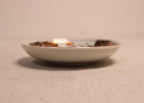 大正~昭和戦前色絵松鶴図小皿②高台ホツ