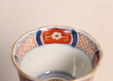 江戸幕末色絵御簾と桜図小向付①