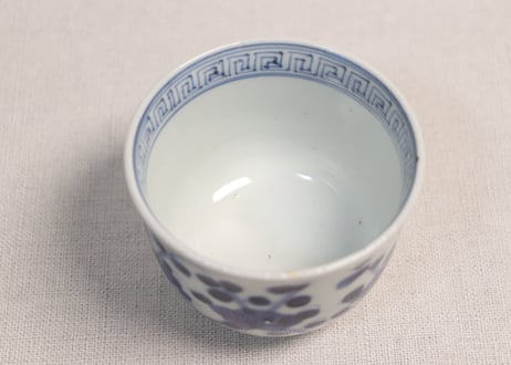 江戸幕末染付六方梅図向付②濃いめ