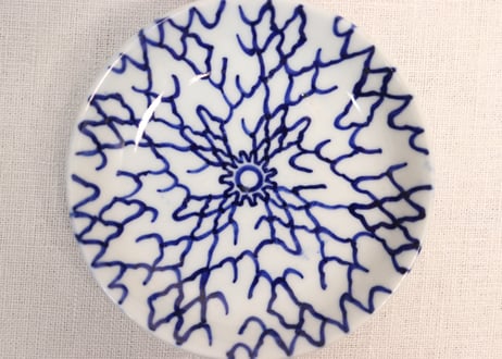 明治前期染付網手文小皿