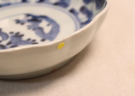 江戸後期染付草花割絵図なます皿④ノミホツ,少かたつき